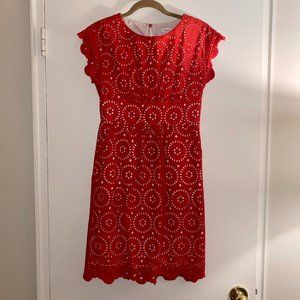 Dark Orange Scalloped Eyelet Shoshanna Dress, Size 4